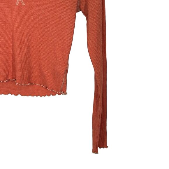 AEO American Eagle BFF Tee Waffle Knit Cropped Long Sleeve Size Small - Picture 5 of 11